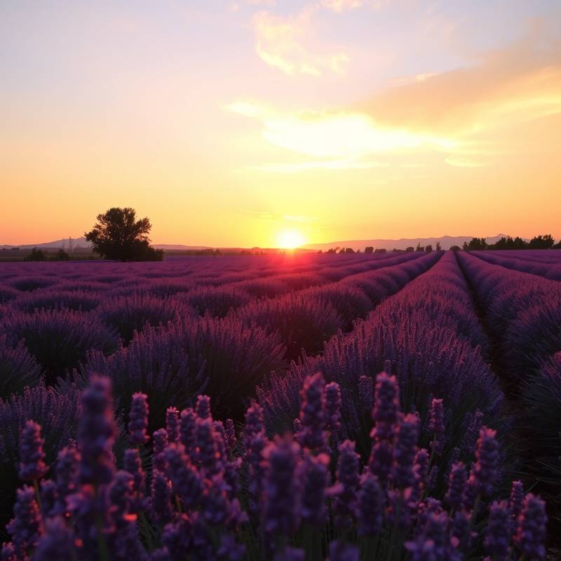 Champ de Lavande au Soleil Couchant