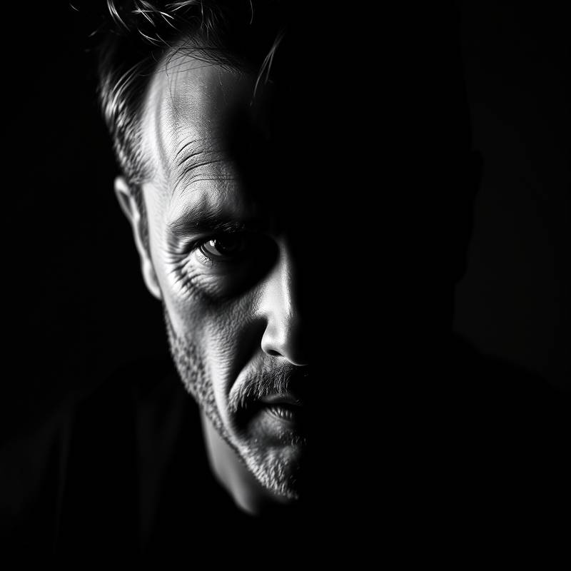 Portrait en Noir et Blanc d'un Homme